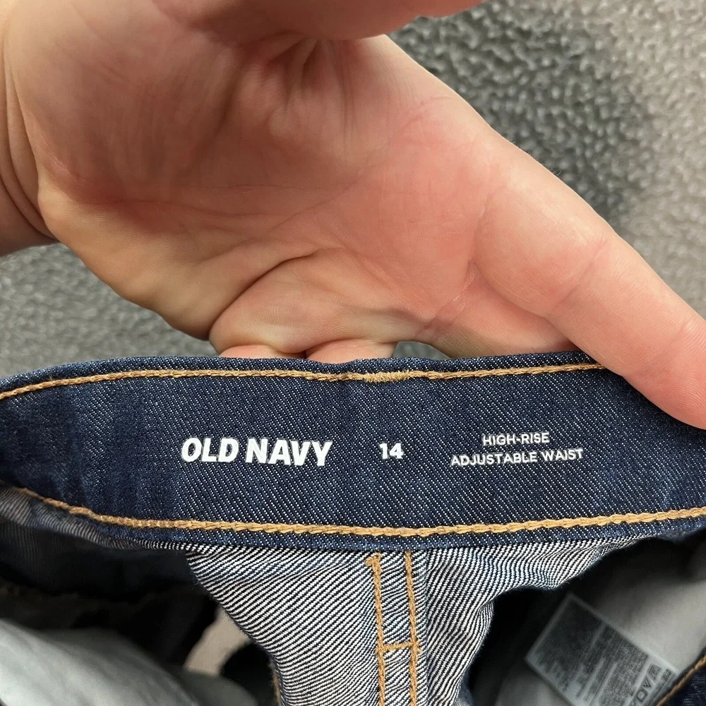 Old Navy Shorts‎ Girls 14 Blue High Rise Adjustable Waist Cut Off Distressed Y2K